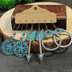 Bronze arrow turquoise earrings